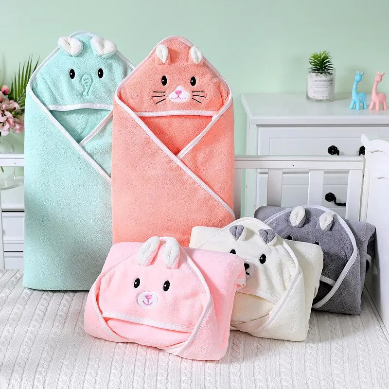 Baby Bath Towel Soft Warm Sleeping Swaddle Wrap for Girl Boy Coral Fleece born Blanket Toddler Hooded Baby Stuff Bathrobe 250408