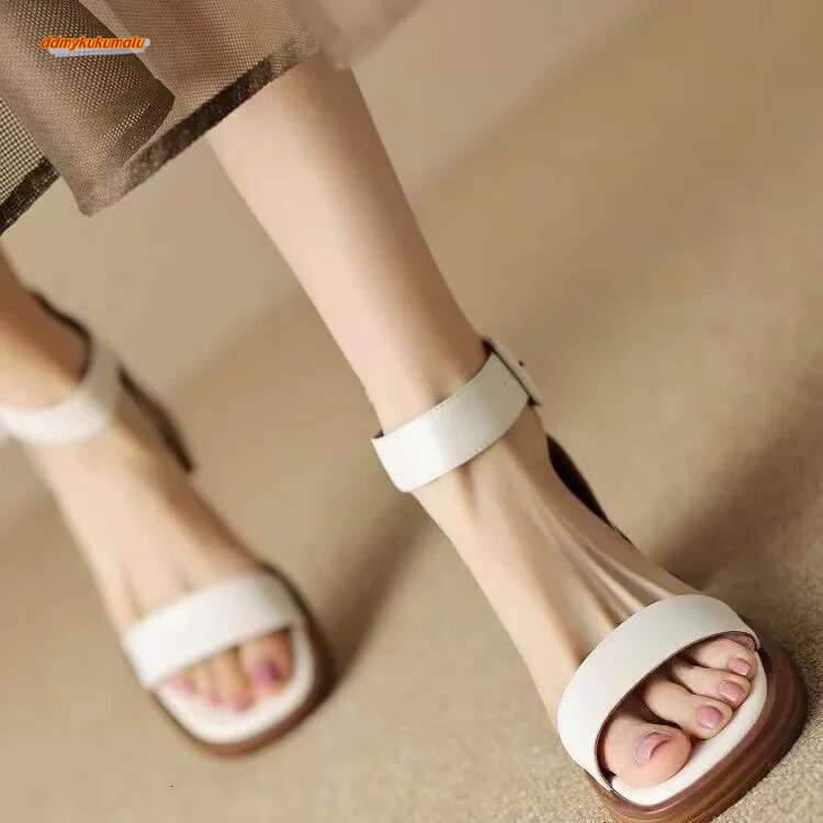 Summer New 2023 Square Hollow Medium Chunky Heel Open Toe Sandals for Outerwear All-match Comfortable Fashion Women's Shoes ddmykukumalu