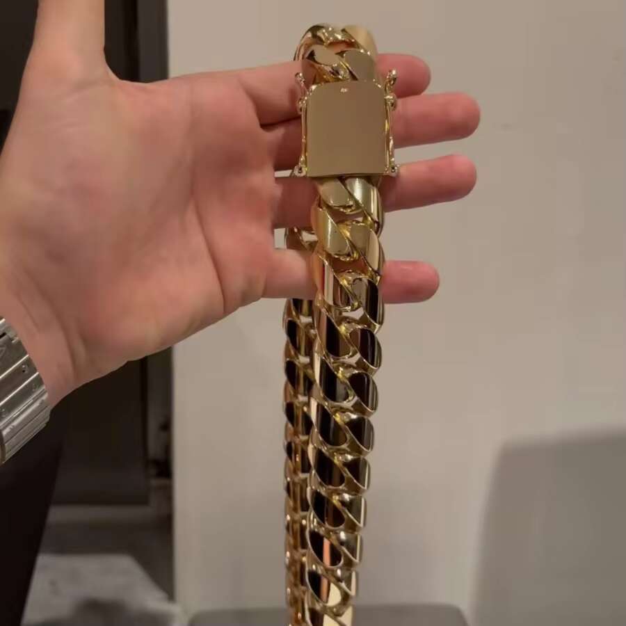 30mm Cuban Chain Hiphop Gold Plated Curb Custom Cuban Necklaces 925 Sterling Silver Cuban Link Chain