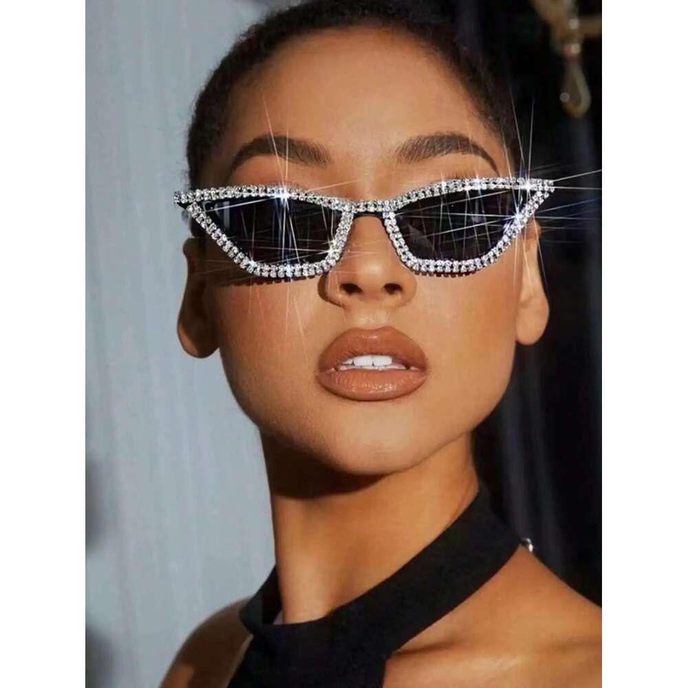 1PC Fashion Cat Eye Plastic Frame Rhie Decor Sunglasses For Outdoor Daily Life Shades Eyewear Accessories.