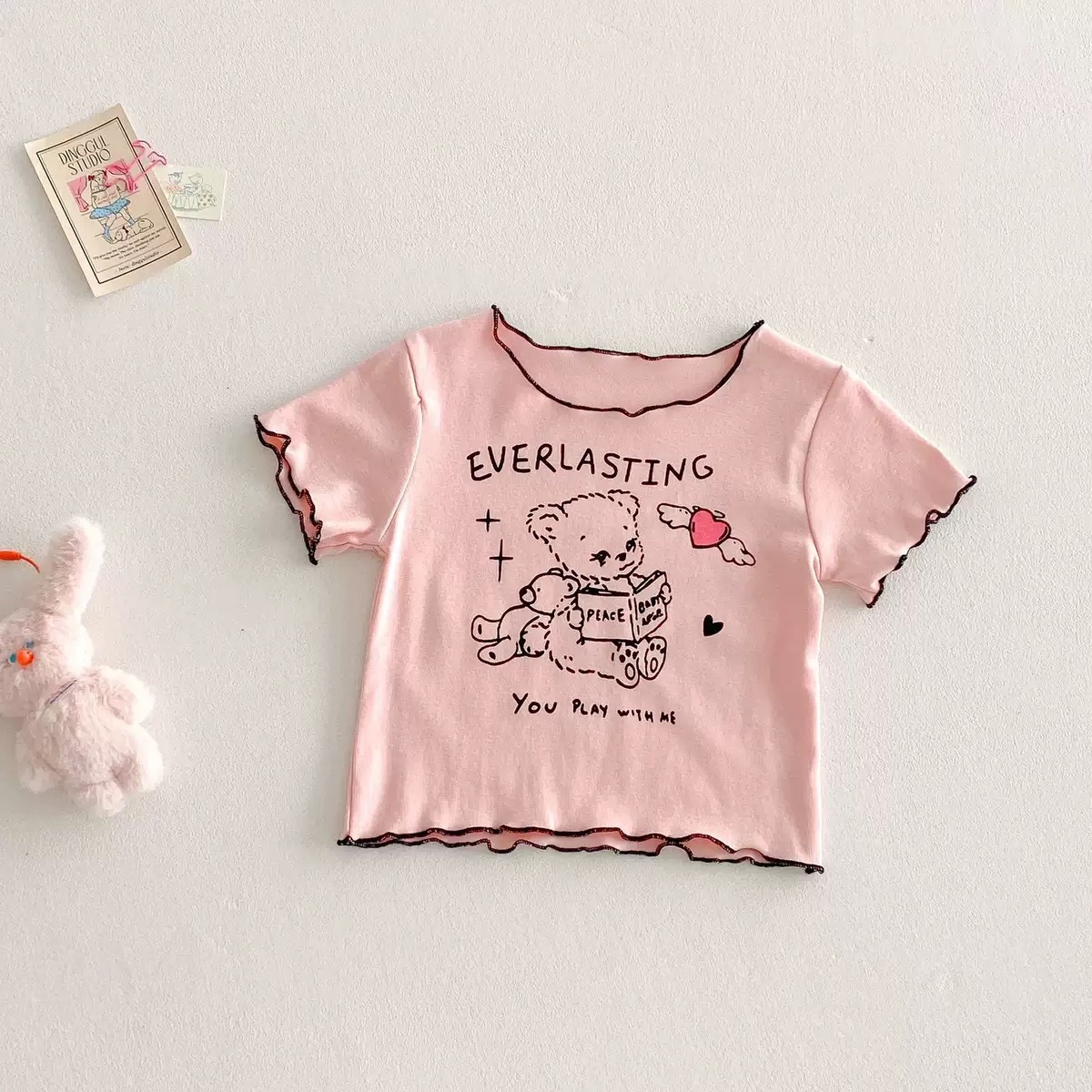 Ddmyshoesvip Children S Clothing Girls Short Sleeved T Shirt Summer New Item Children S Versatile Mushroom Edge Top Baby Girl Printed T Shirt Trend