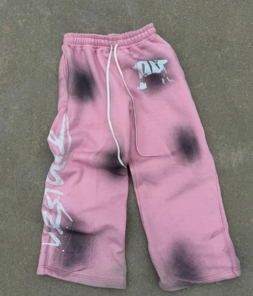 American Street Hip Hop Pants Y2K Alphabet Printing Mens and Womens Couple Drawstring Straight Casual Loose 250403