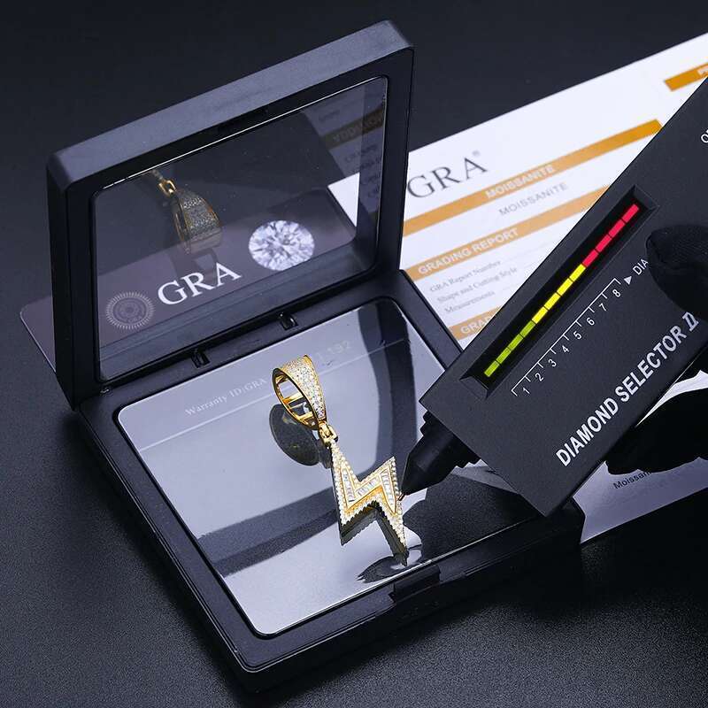 D Color Moissanite Lighing Pendant Necklace Sterg Sier Baguette Stone Men Bg Hip Hop Jewelry Gifts