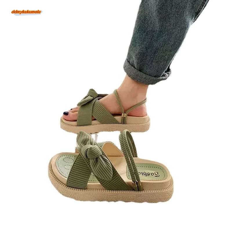 Sandias De Tacon Internet Hot Women Shoes Summer Fairy Style Improve Fashion Student Platform Roman Lady Sands Flat Shoe ddmykukumalu