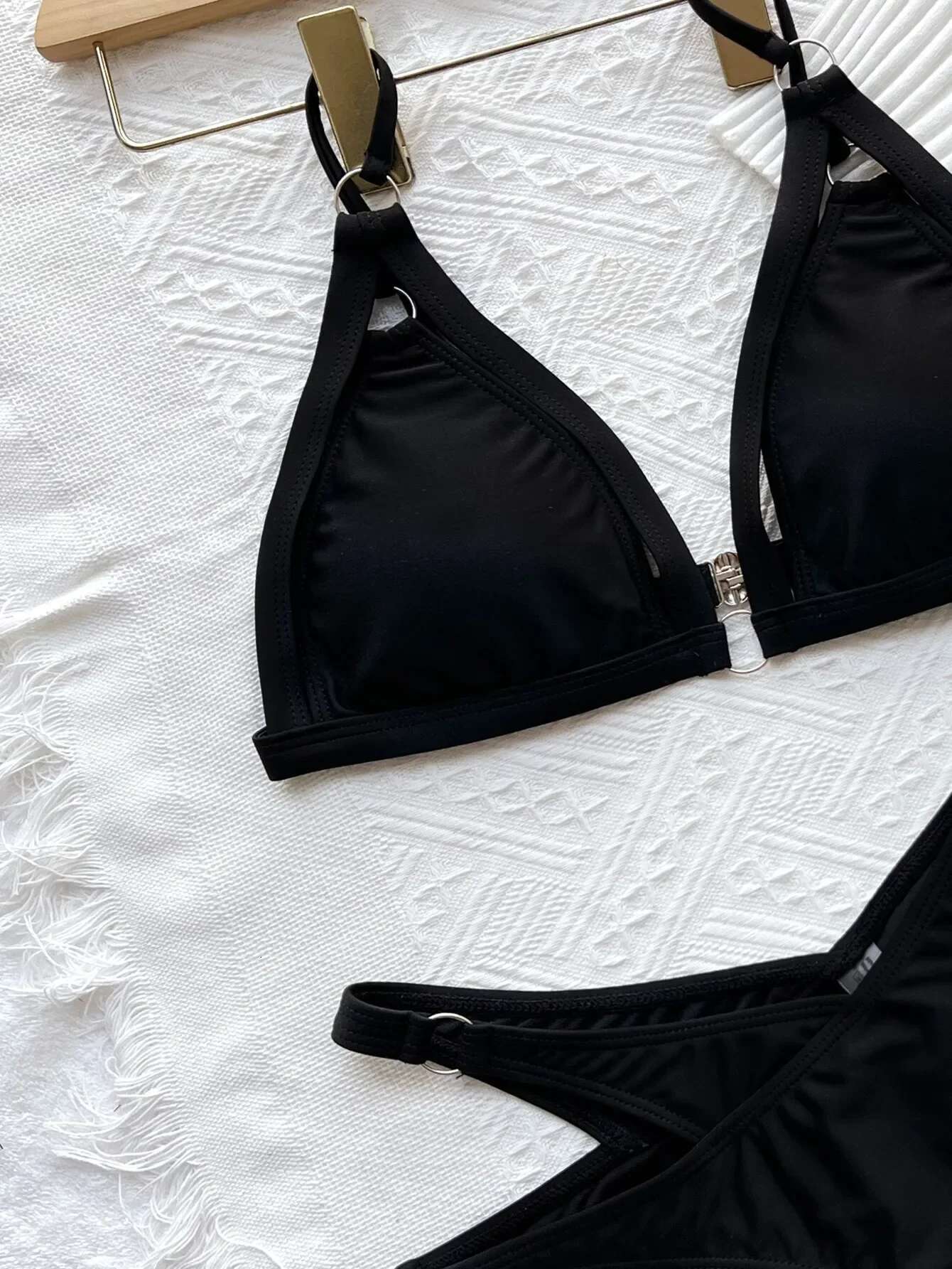 Dongdumaoyi Sexy Cut Out Bikini Women Solid Black High Waist Swimsuit Beach Push Up Bathing Suit Ensemble Femme Two Piece Swimwear