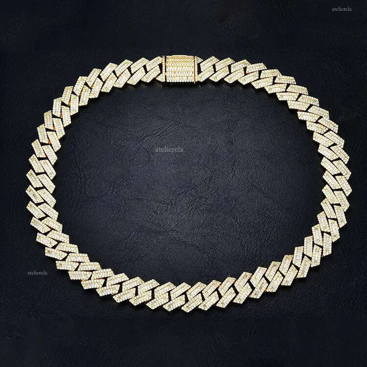 12mm Sier Hip Hop Vvs Dia Moissanite Baguette Cuban k Chain