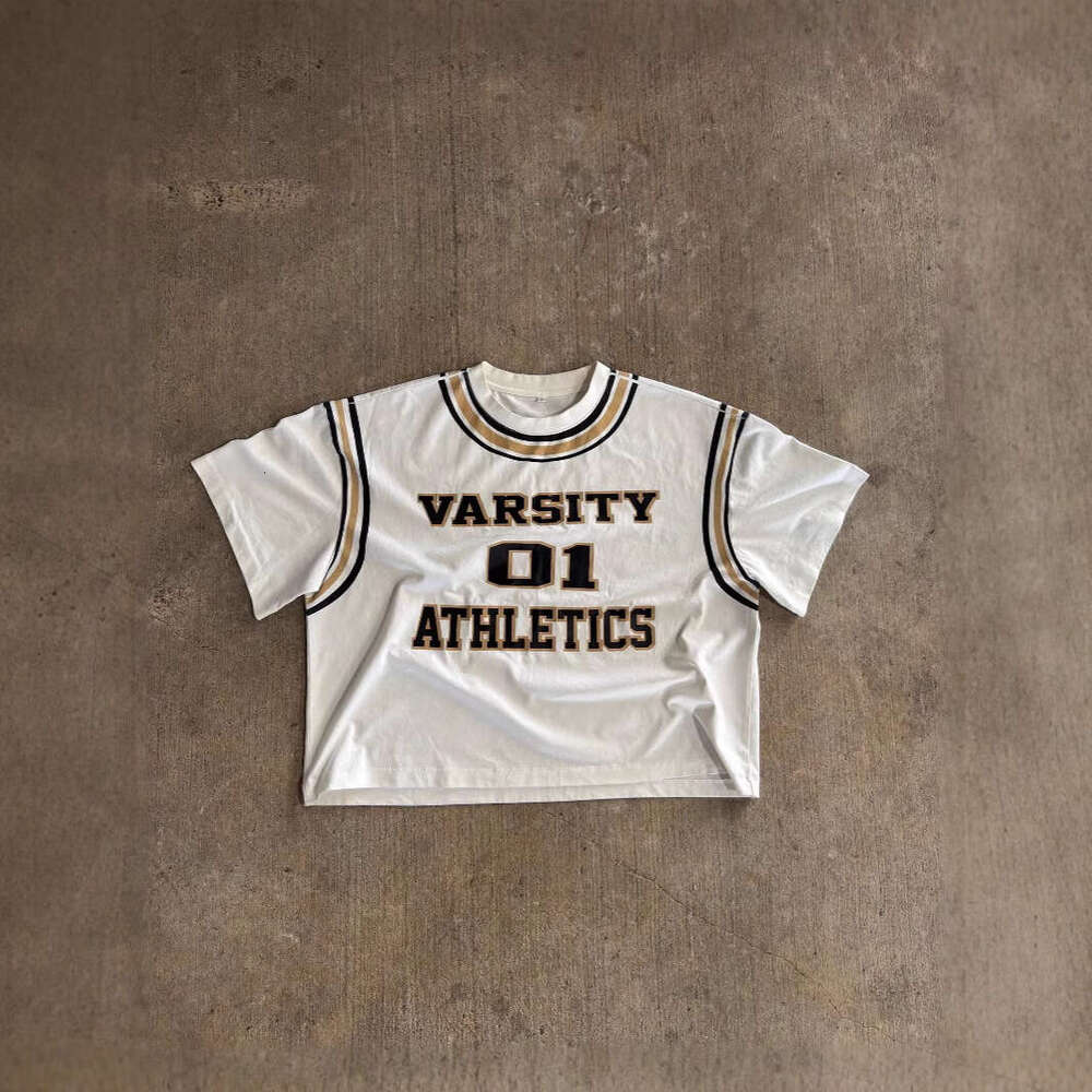 Y2K street sports style American spring/summer unisex pullover letter striped digital printed fashionable T-shirt