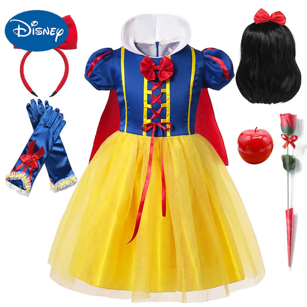 Disney Kids Clothing 2PCS Set Dress+Cloak Snow White Princess Costume Halloween Carnival Cosplay Party Girls Dresses Birthday Party X250408