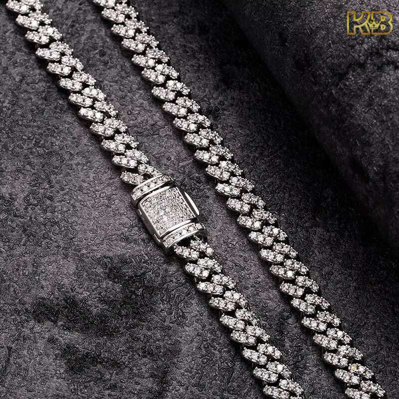 Sier Cuban Chain Necklace Hip Hop Style VVS Moissanite Men's and Women's Chains High Quality Jewelry