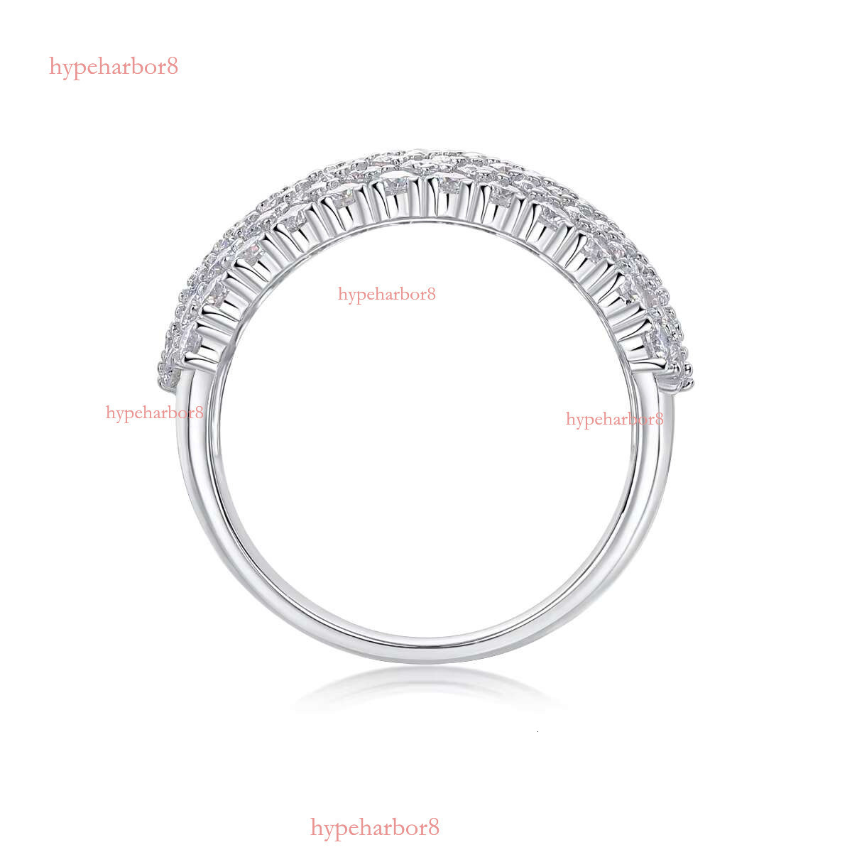 Original pure silver 14k white gold wedding ring, round cut silica women's ring