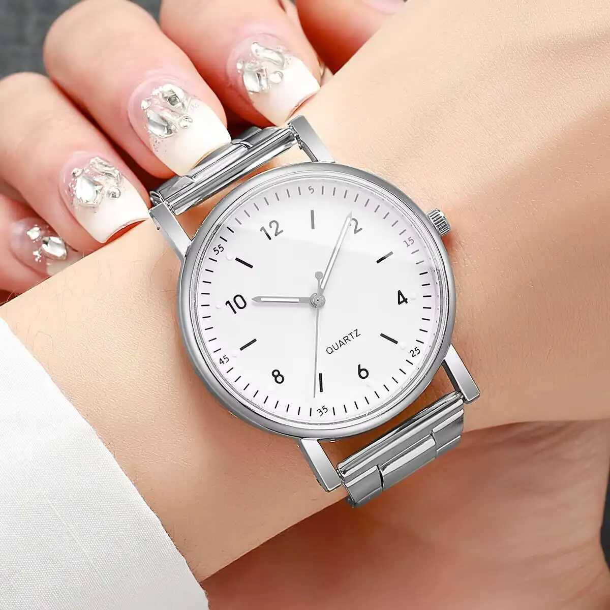 Fashion Women Watches Simple Arabic Dial Alloy Band Quartz Wristwatch for Ladies Clock Reloj MujerWithout BoxT250408
