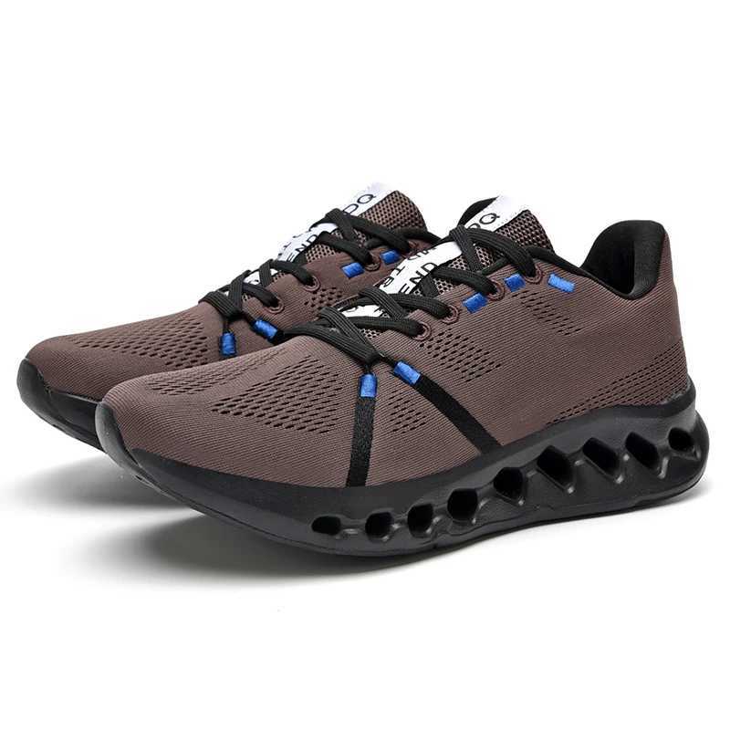 High quality running shoes mens breathable platform walking shoes lightweight mens jogging shoes fashionable brown brand sports shoesC250425