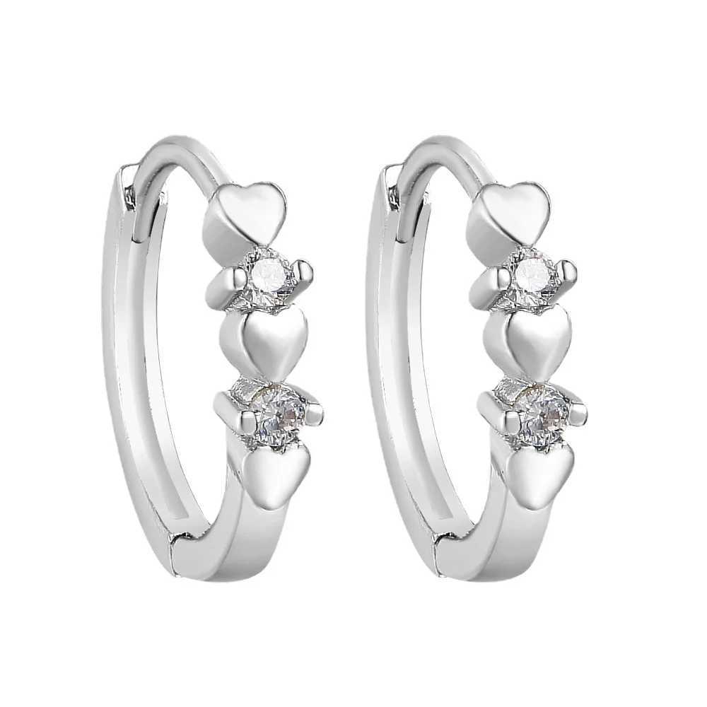 925 Silver Needle Small Circle Earring For Girl Women Stainless Steel Cz Heart Eardrop Hypoallergenic Piercing Ear Studs JewelryC250407