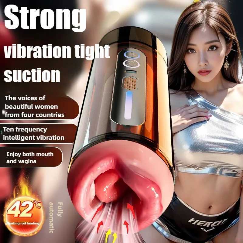 Male Masturbator Cup with Dual Channel Vagina Blowjob Artificial vagina muscle masturbator body anime Sex doll Intelligent Voice