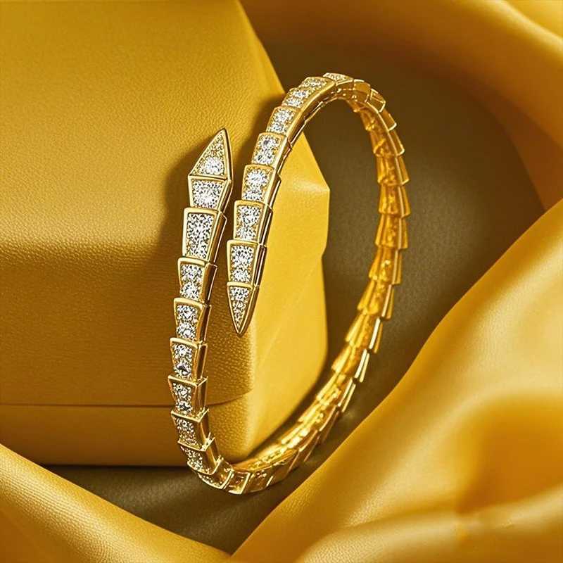 Stainl Steel Snake Bone Open Bracelet for Wen Snake Design Cuff Bangle with 5A Cubic Zirconia Jewelry Gift for PartyC250408
