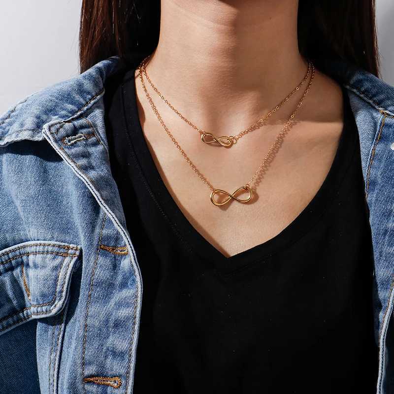 Aihua Fashion Infinity Pendant Necklace for Women Gold Silver Color Chains Infinity Symbol Party Collares Jewelry on the NeckC250407