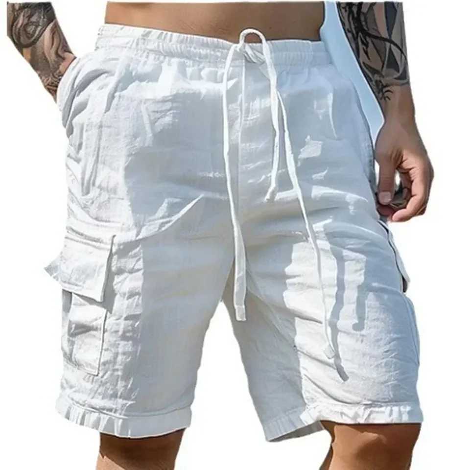 Mens loose cargo shorts with pockets fashionable beach streetwear sports and casual shorts running shortsXJ250407