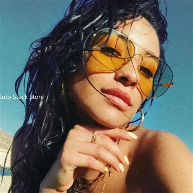 Pilot Yellow Sunglasses Women Day Night Vision Classic Brand Designer Male Sun for Driving Clear Lens Glasses