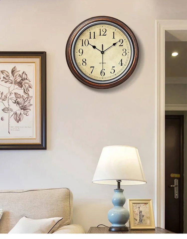 Vintage Wall Clock European Style Silent Clocks Living Room Decoration Clocks Wall Hanging Home Art Quartz Clocks 250408