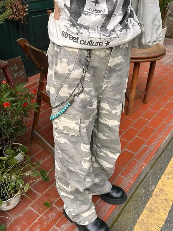 Yao888 military style fashion trend y highquality wide leg pants Cleanfit jeans street wear womens cargo 250407
