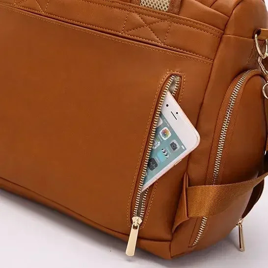 PU Leather Mummy Maternity Bag Baby Diaper Bag Solid Large Capacity Travel Back Pack Stroller Bags with Changing Pad 250407