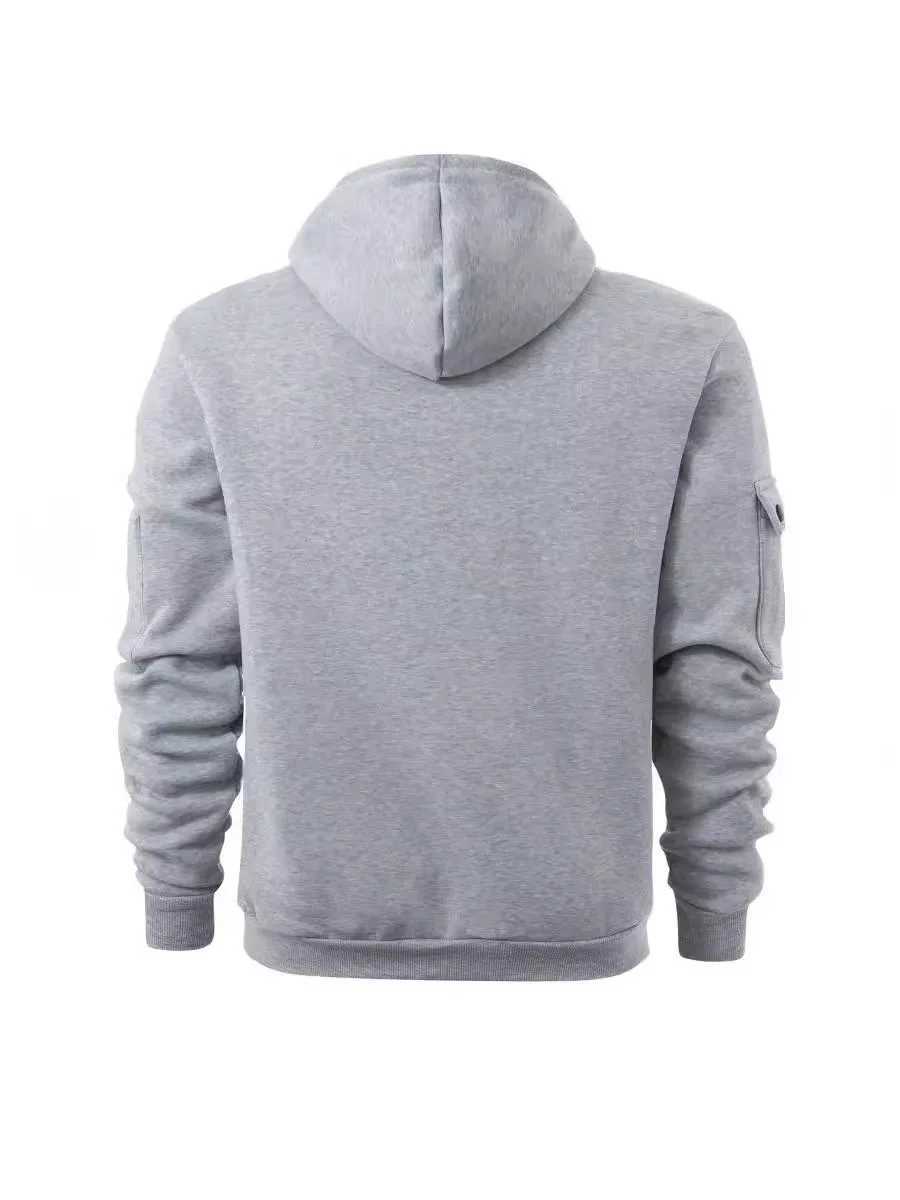 Mens Hoodie 2025 Spring/Summer Zipper Arm Pocket Cardigan Mens Sports Casual Zipper Hoodie Coat W250408