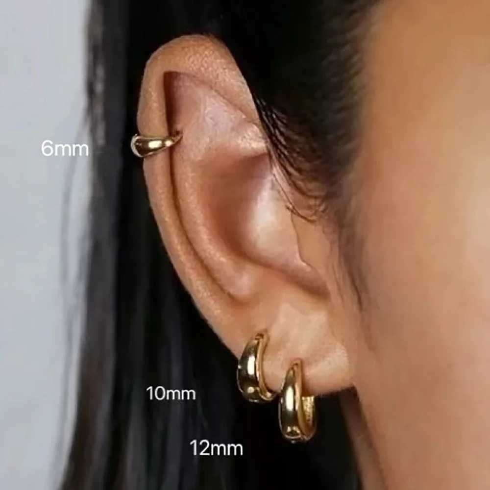Stainless Steel 1 Pair Minimalist Huggie Hoop Earrings For Women Gold Color Tiny Round Circle 6/10/12mm Punk Unisex Rock Earring Z250408