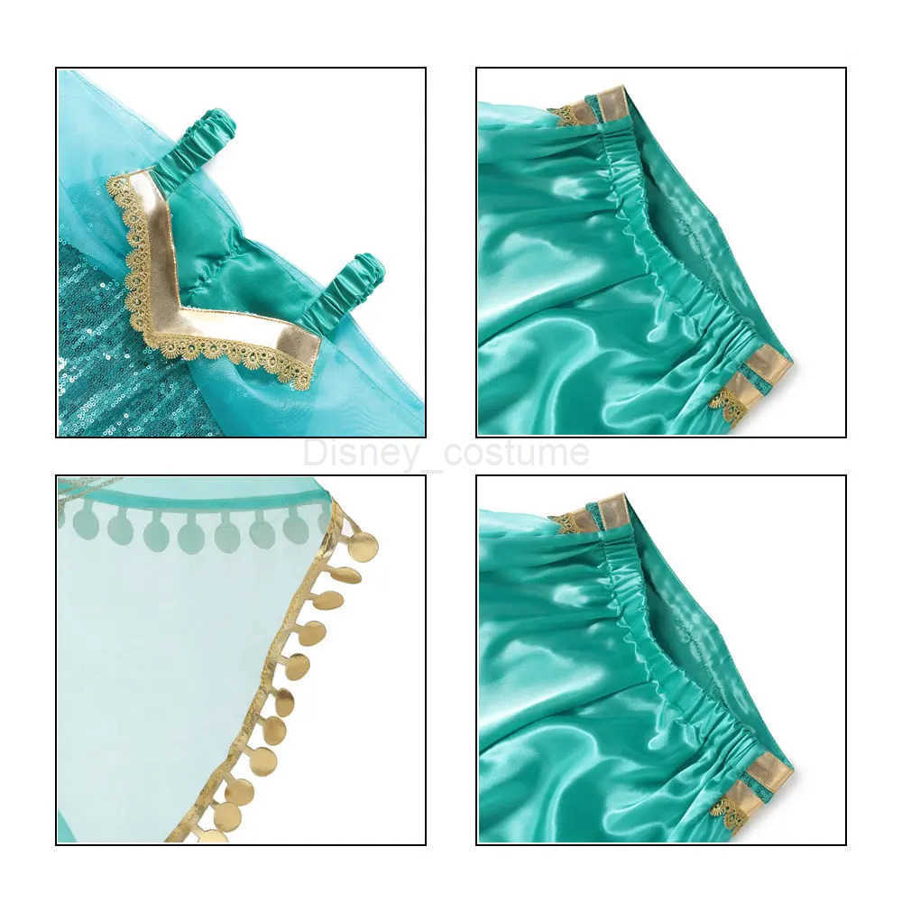 Disney Jasmine Princess Dress of Birthday Party Carnival Cosplay Aladdin Agic Lamp Girls Costume Vestidos Halloween Clothing Set X250408