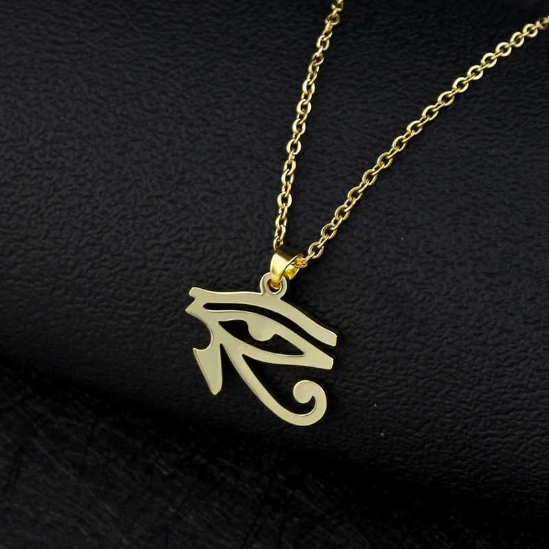 Ancient Egypt Symbol Necklace Vintage Egyptian Pharaoh Eye of Horus Pendant Necklaces for Women Fashion Stainless Steel JewelryC250407