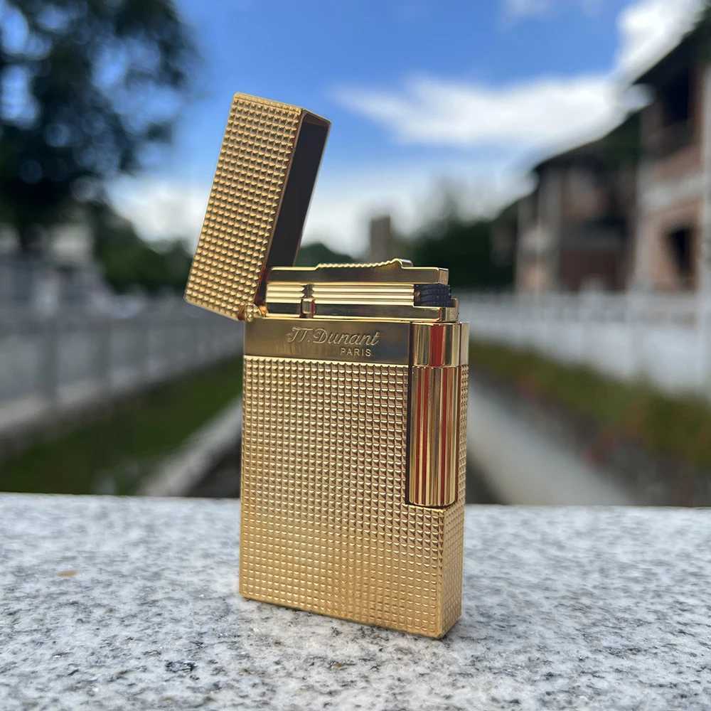 JT Dunant Lighter Flat tone Butane Gas Lamp Classic Carving Smoke Small Tool Fashion Cigar Accessories Direct Shipping CustomizationXJ250407