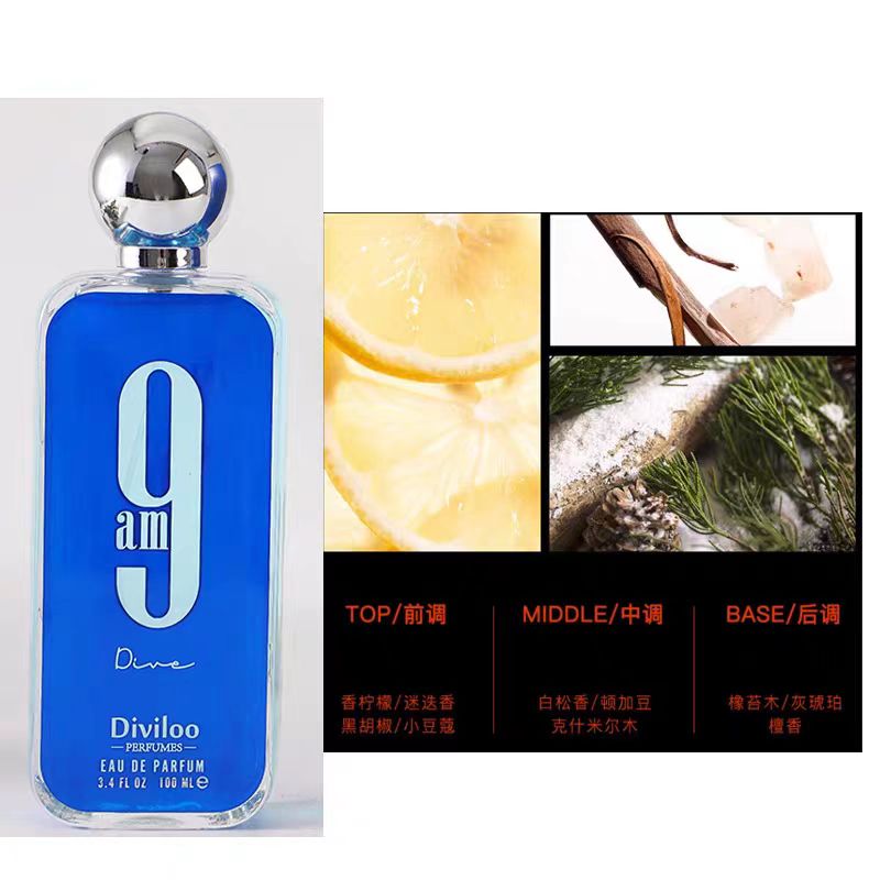 Top Diviloo 9am 9pm Dive Perfume 100ml Man Women Fragrance Eau De Parfum 3.4oz Long Lasting Smell Brand Neutral Unisex Morning Parfums Colgoen Sray Hi