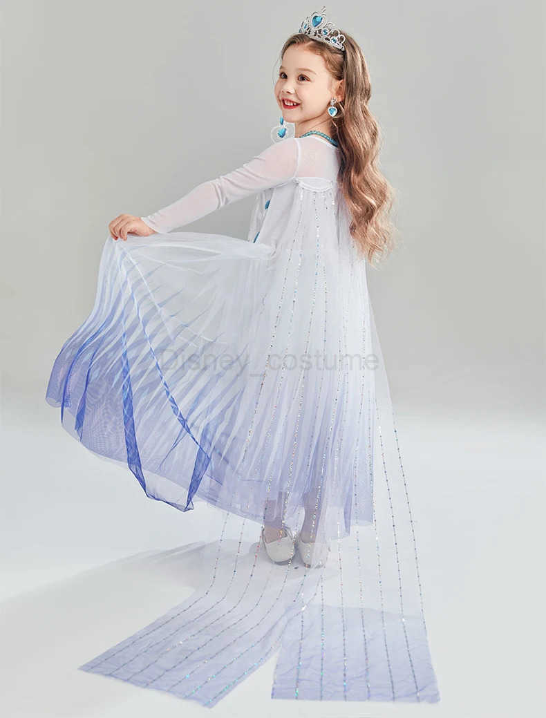 Disney Kids Birthday Party Princess Costume Dress Luxury Sequins Mesh Gradient Elsa Ball Gowns Carnival Cosplay Clothing Girls Outfits X250408