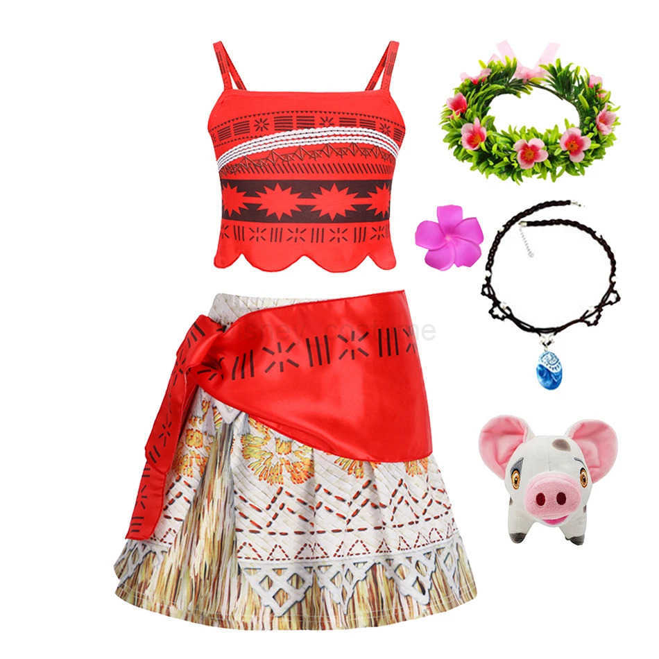 Disney Princess Vaiana Fantasy Childrens Role Playing Moana Summer Girls Carnival Costume Childrens Costume Set Christmas Moana Costume X2504081