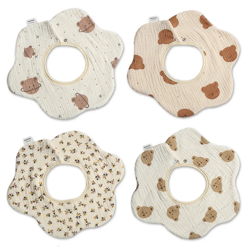 4/6pcs Four Seasons Pure Cotton 6-layer Gauze Bib Baby Drool Towel 360 Degrees Rotating Anti-vomiting Bib Baby Drool Pocket 250408