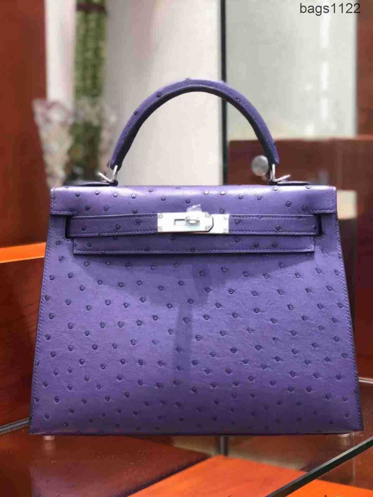 Designer Bag Tote Bags H Luxury Handbag Handmade Customized Ostrich Leather Womens h Genuine High End Women Fashion Bag2366