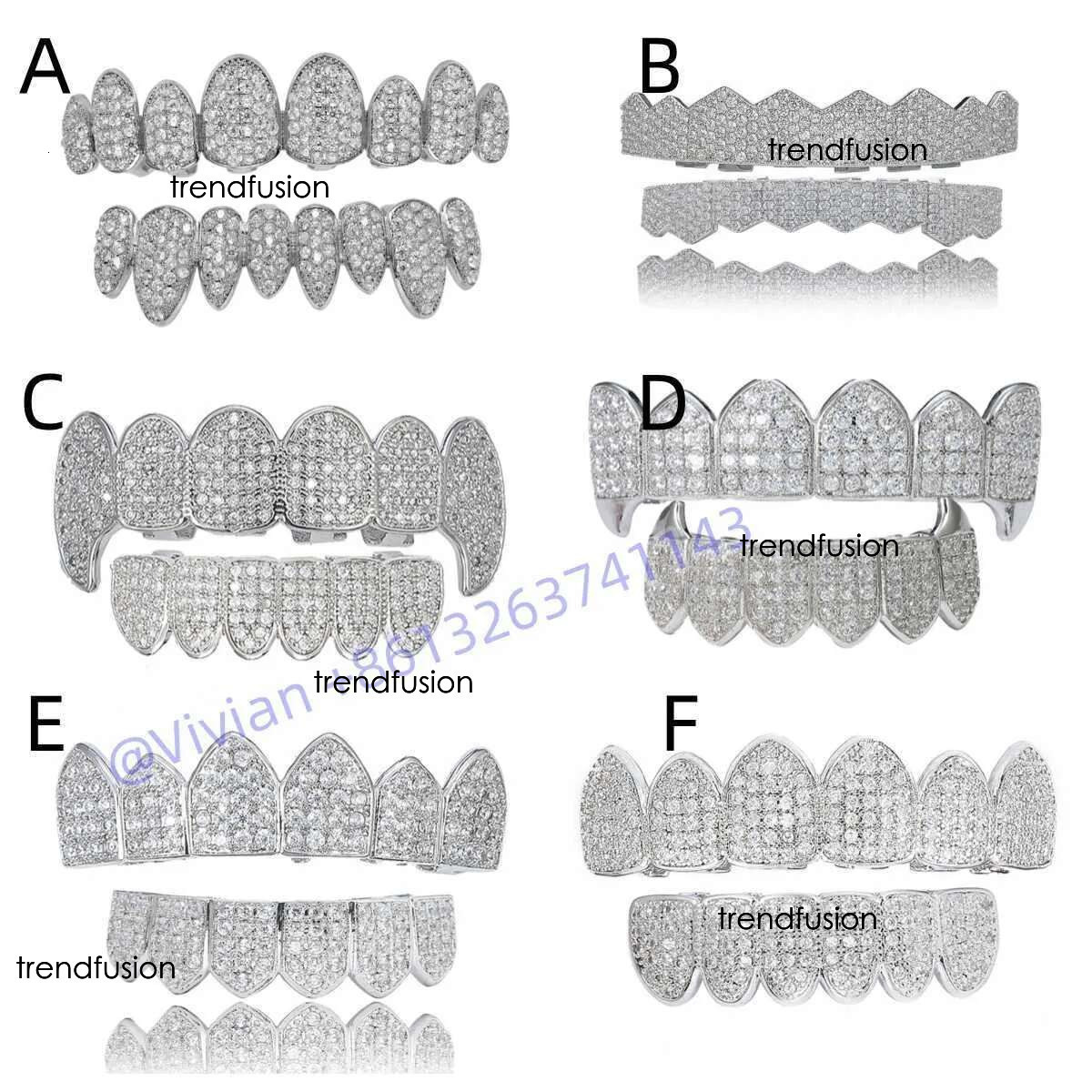 Custom Moissanite Grillz Ice hiphop Honeycomb setting dia men women top bottom Sterg sier Teeth Perm Cut GriilZ