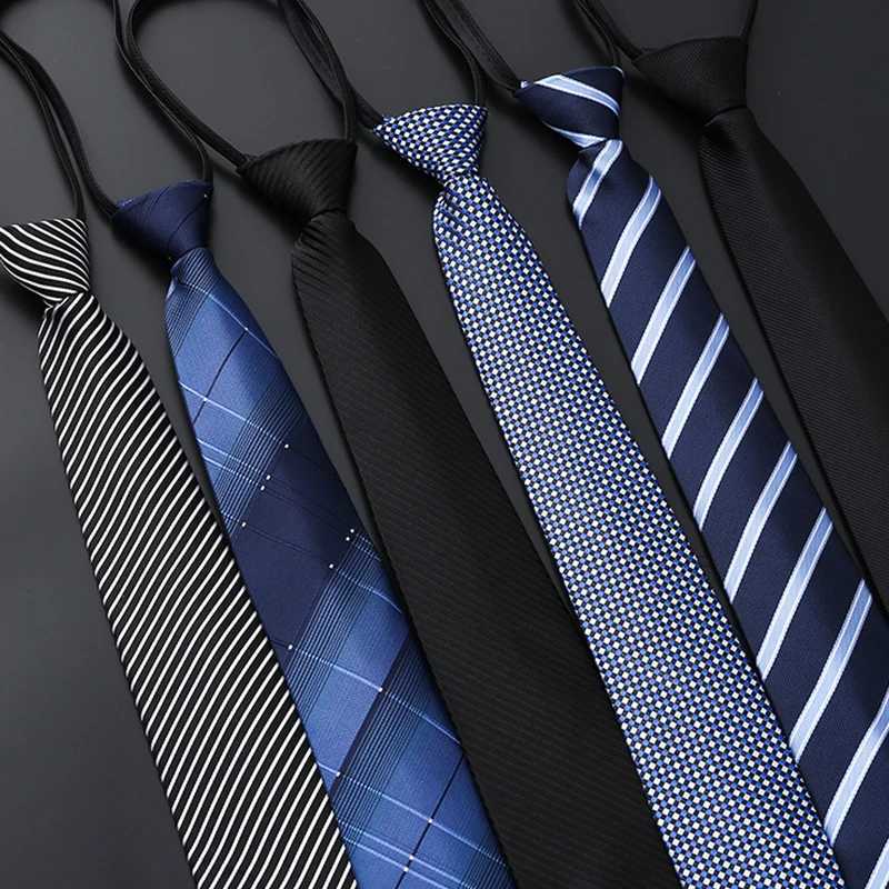 Lazy Zipper Mens Tie Business Formal Dress Wear Stripe Solid Color Zipper Necktie Wholes Gifts for Men Slim Skinny Tie X250407