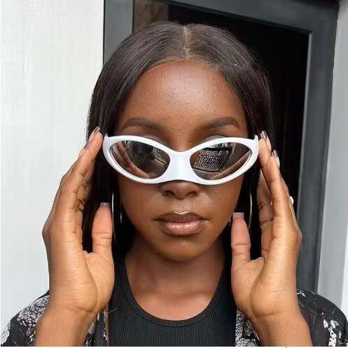 Rhinestone Sunglasses Women Men Retro Wrap Around Glasses Crystal Oversized Trendy Bling Vintage Small Frame Outdoor Sports Cycg Vintage Retro Cat