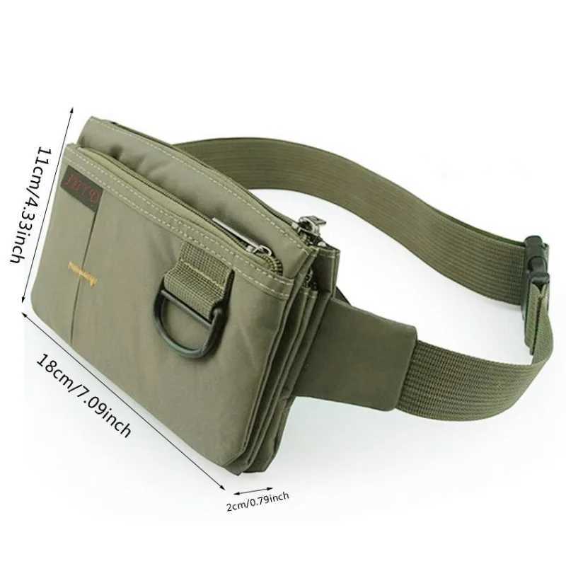 Womens nylon 4-pocket waterproof waist bag fashionable mens wear-resistant black fan bag messenger shoulder bag Z250407