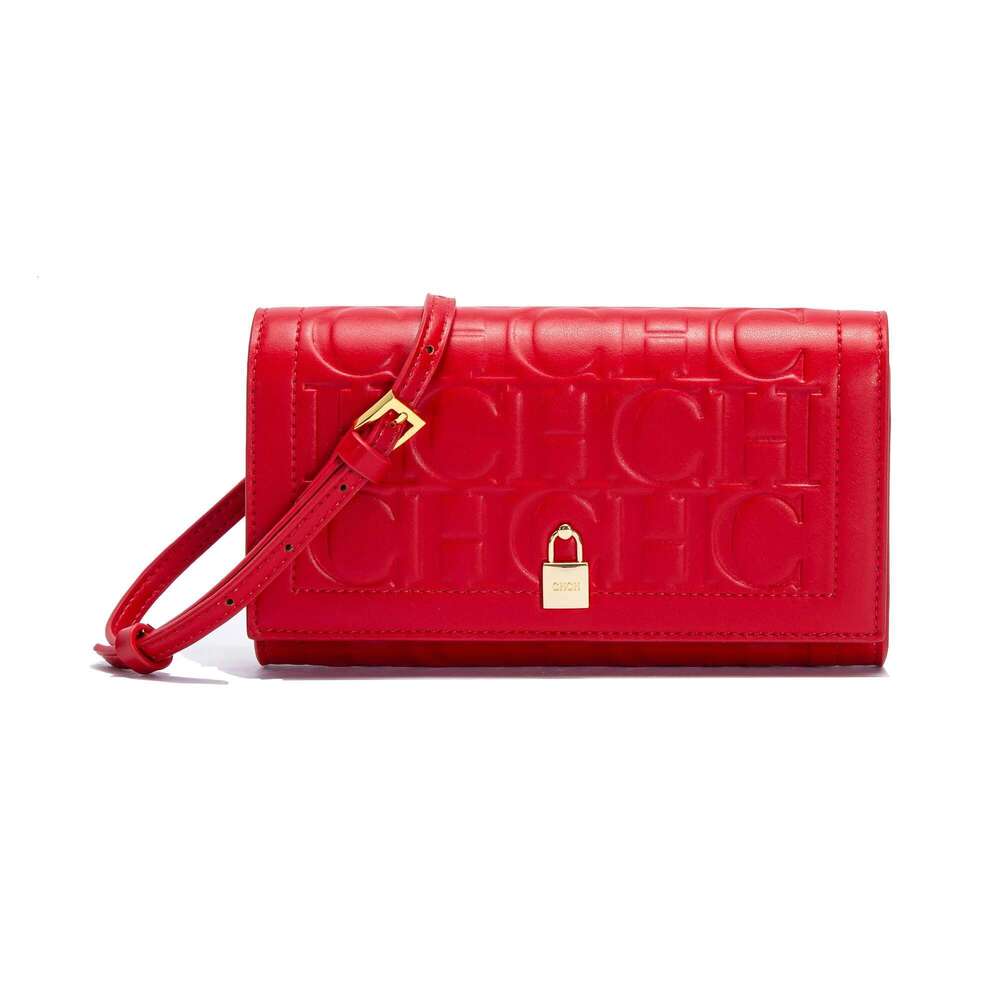 Elegant Simple Pure Colour Design 2024 New Ladies Shoulder Bag Letters Printing Lock Clasp Accessories Compact Versatile