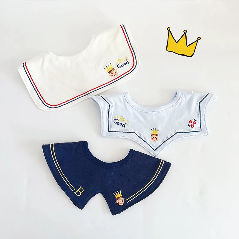 Ins Korea Cotton Baby Bib Embroidery Bib Baby Drool Towel Boys and Girls Drool Pocket Waterproof Baby Kleding Jongen 250408