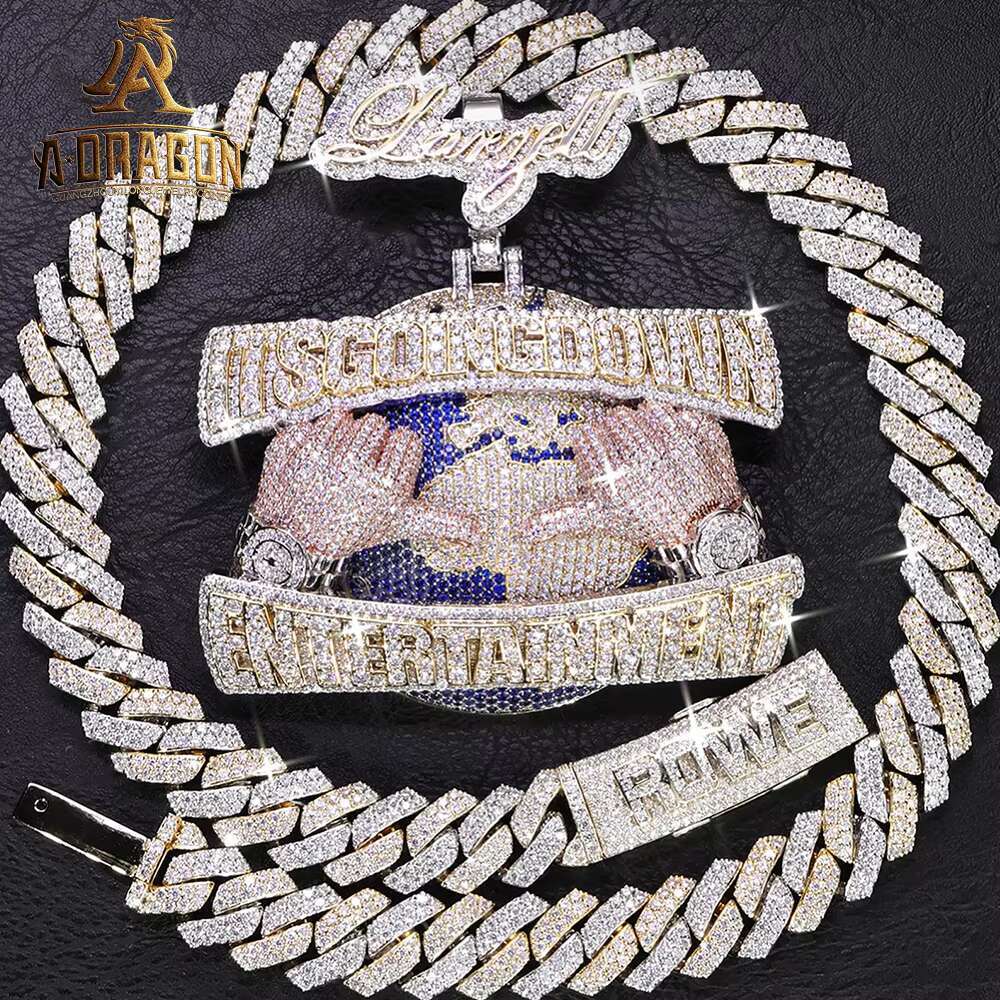 Factory Custom Diamond 925 Sterling Silver VVS Moissanite Diamond Miami Cuban Link Chain Hip Hop Rapper Necklace