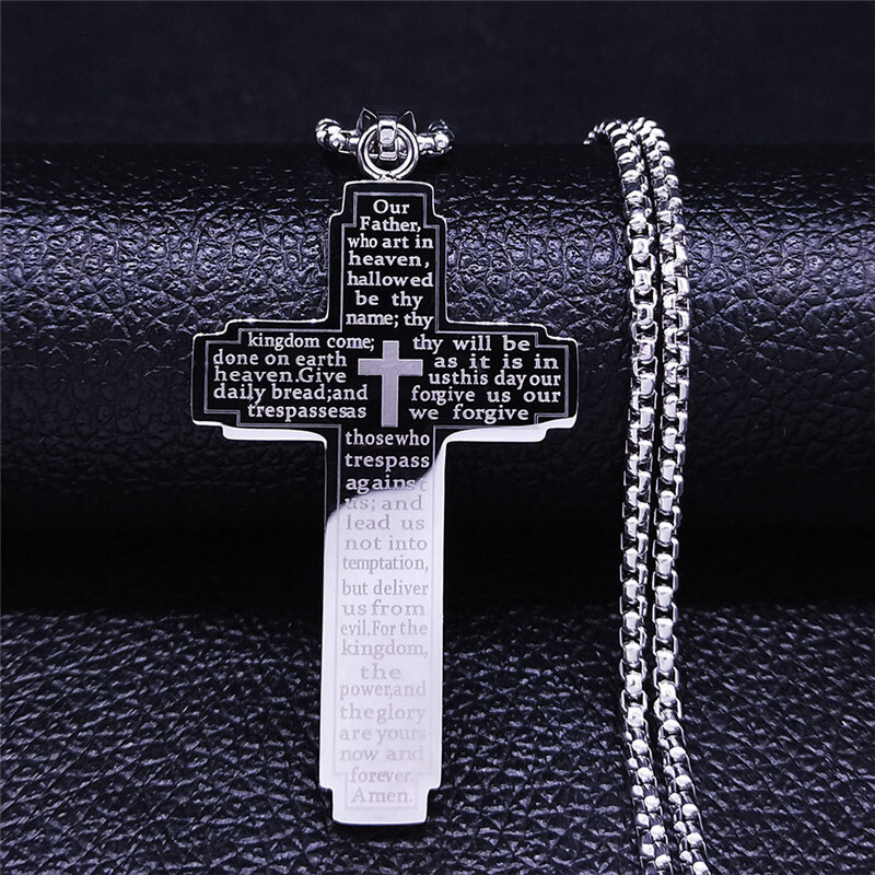 Bible cross pendant, titanium steel necklace, men's hip-hop niche accessory