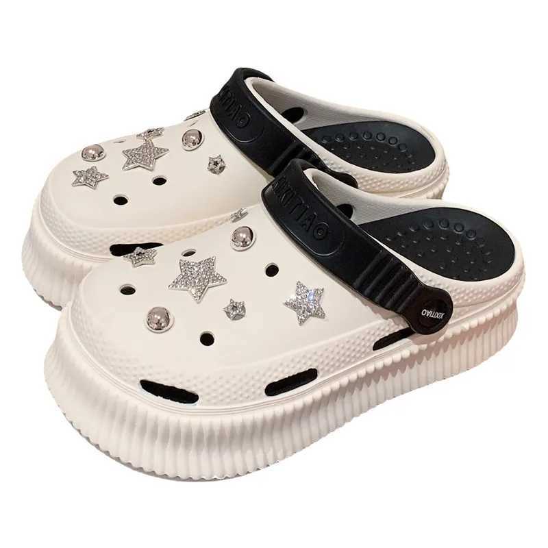 New Arrival Fashionable womens thick soled hole slide sandals trend beach shoes summer Eva comfortable and fashionable sole outdoor thick sole T250407