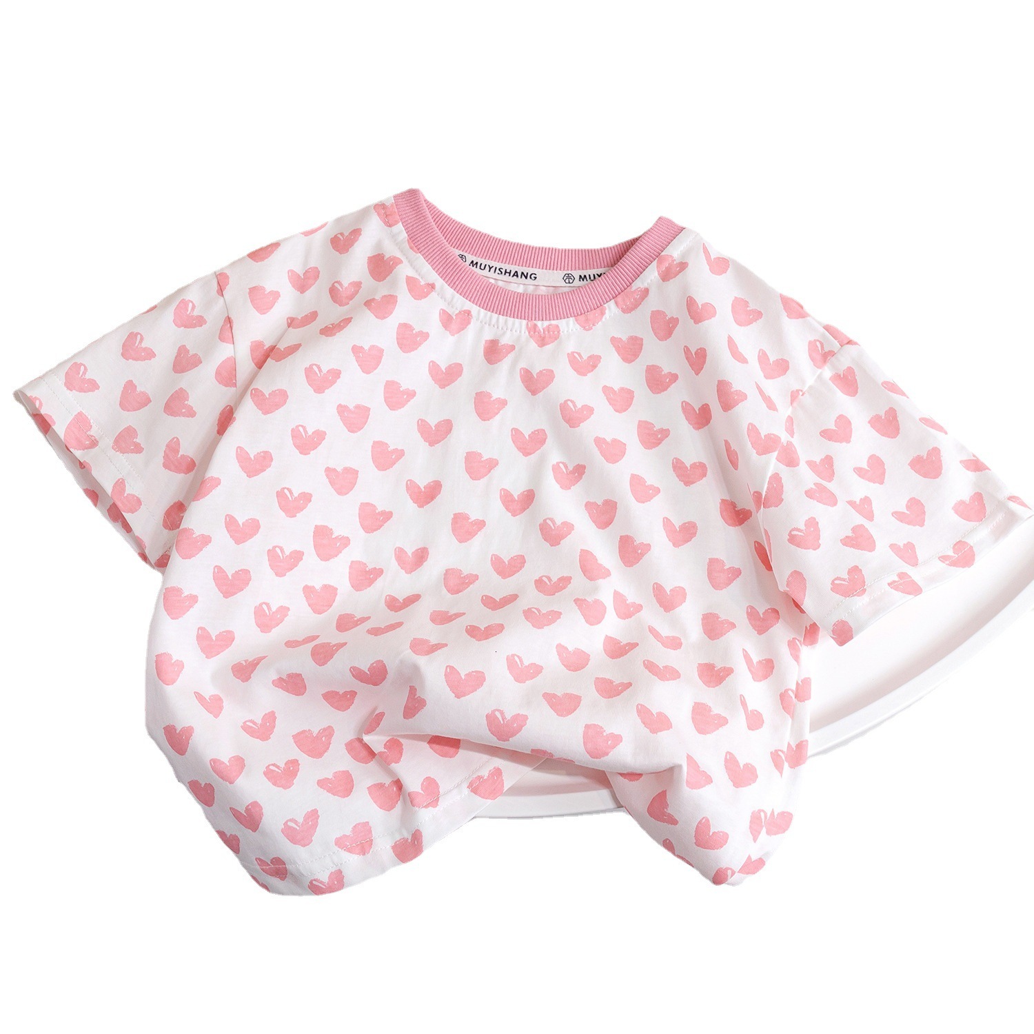 Ddmyshoesvip Short Sleeved T Shirt New Style Baby Girls Elegant Summer Dress Children S Peach Heart Half Sleeve Versatile Top Trendy