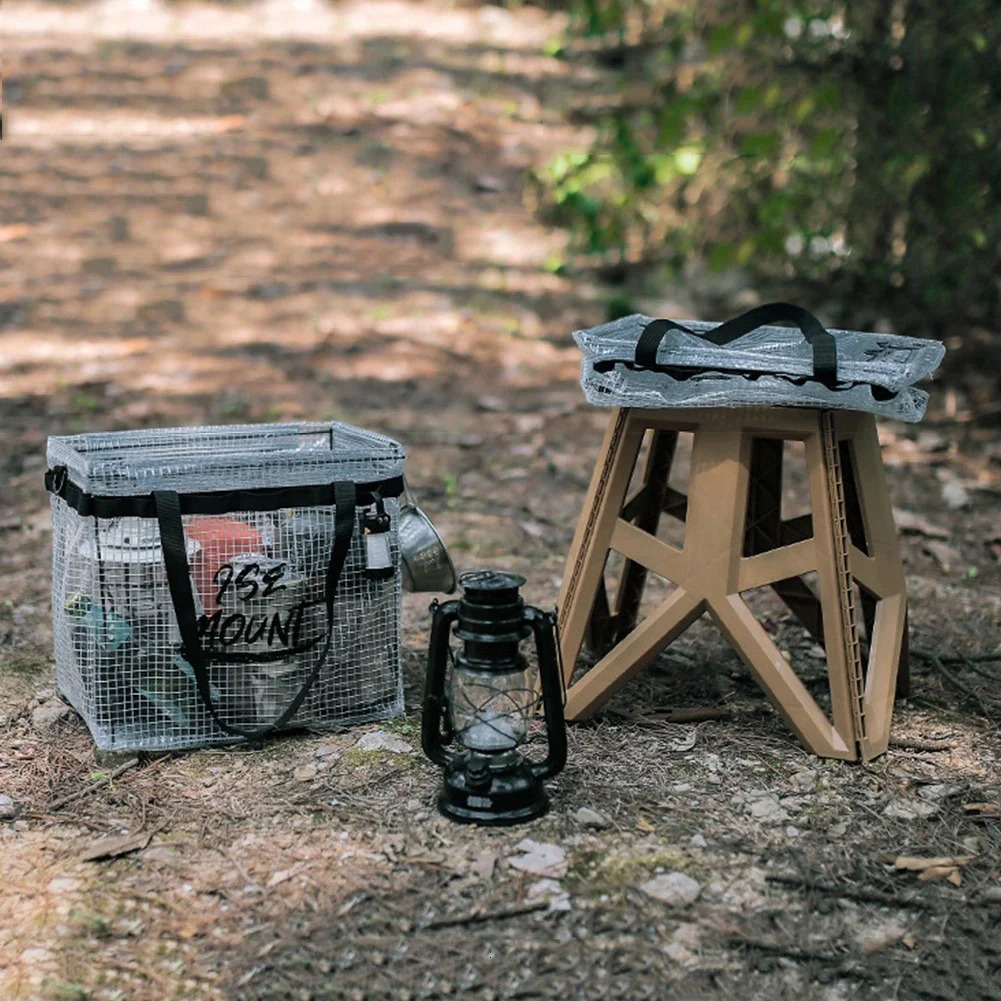 Outdoor Camping Folding Storage Box PVC Mesh Tool Bag Fishing Tackle Tote Multitool Picnic Drink Lunch 250320