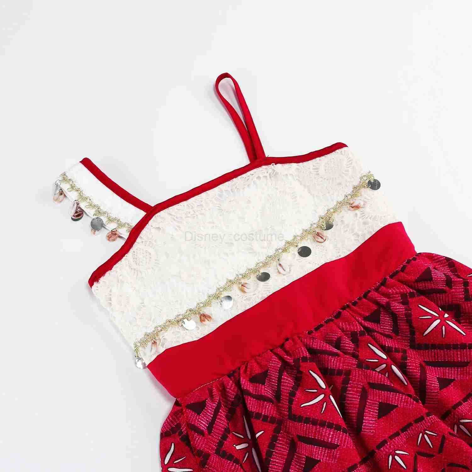 Disney Moana New Dress Girl Princess Dress Childrens Dress Necklace Pig Chick Childrens Carnival Halloween Party Summer Costume Set X250408