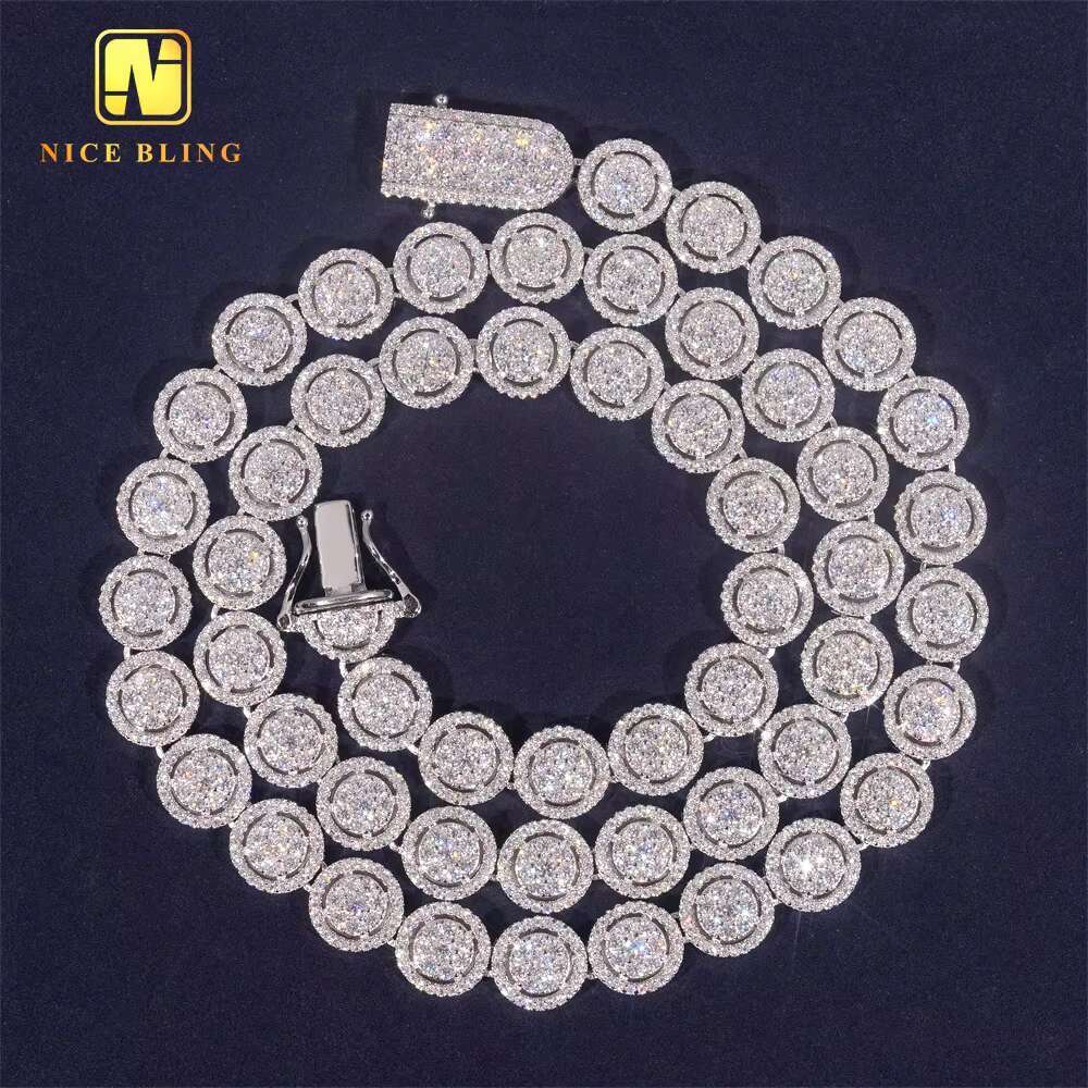 10mm round Cuban chain hip-hop accessory chilled pure sier Moissanite necklace bracelet