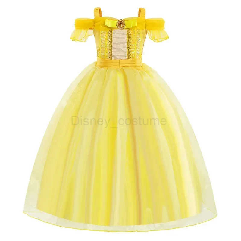 Disney Childrens princess costume Halloween beauty and beast cosplay Fancy Bella Dress childrens ball dress Belle costume girl X250408