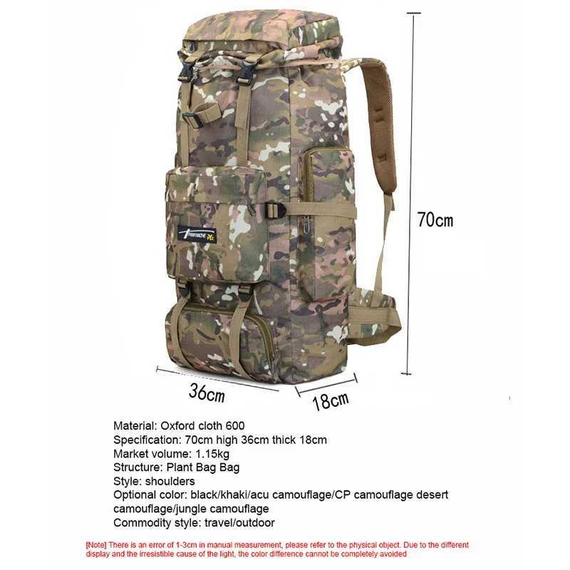 Outdoor Bag Camping Waterproof Bag training Equipment Backpack 70L Large Capacity Mountaineering 3D Backpack Camping TacticalC250407